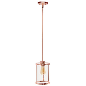 HomeRoots Rose Gold Cylinder Ceiling Light Fixture - Elegant Iron Chandelier for Modern Homes & Offices 651680