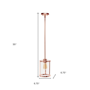 HomeRoots Rose Gold Cylinder Ceiling Light Fixture - Elegant Iron Chandelier for Modern Homes & Offices 651680