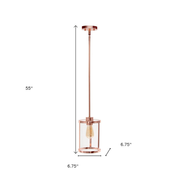 HomeRoots Rose Gold Cylinder Ceiling Light Fixture - Elegant Iron Chandelier for Modern Homes & Offices 651680