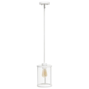 HomeRoots White Cylinder Iron Ceiling Light - Modern Pendant with Adjustable Drop for Stylish Illumination 651681