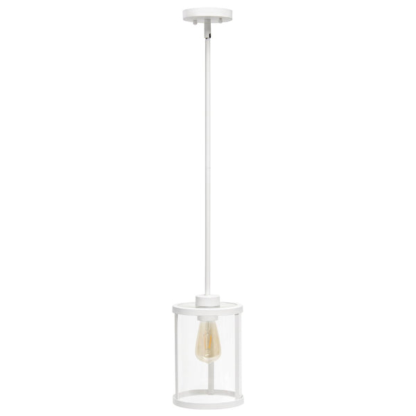 HomeRoots White Cylinder Iron Ceiling Light - Modern Pendant with Adjustable Drop for Stylish Illumination 651681