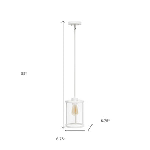 HomeRoots White Cylinder Iron Ceiling Light - Modern Pendant with Adjustable Drop for Stylish Illumination 651681