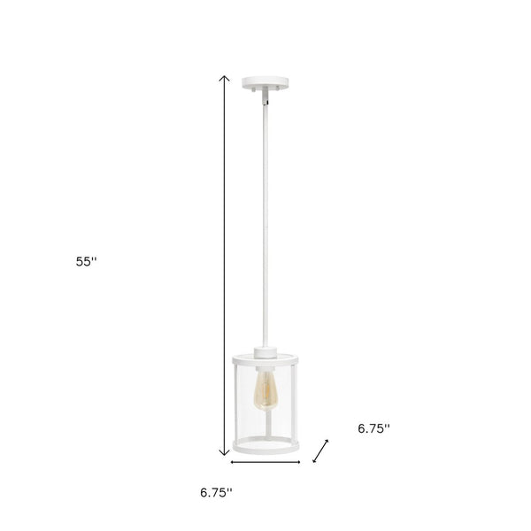 HomeRoots White Cylinder Iron Ceiling Light - Modern Pendant with Adjustable Drop for Stylish Illumination 651681