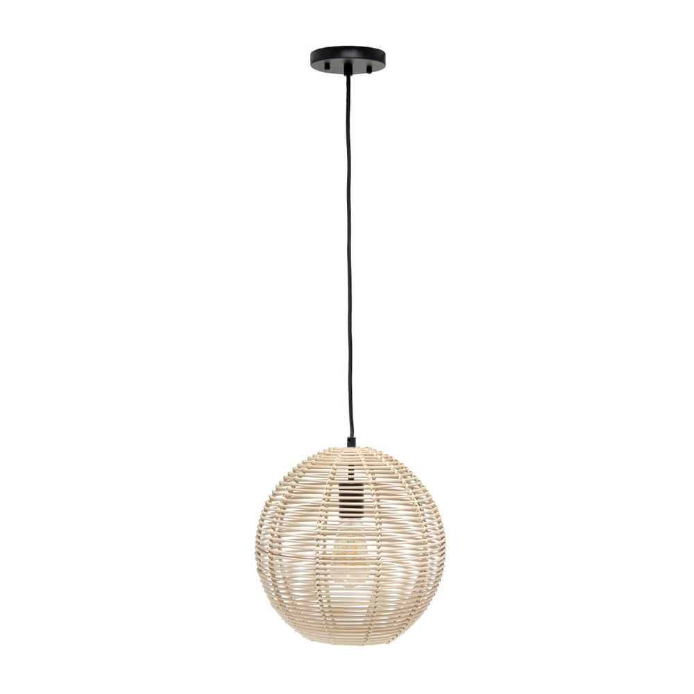 HomeRoots Natural Rattan Sphere Pendant Light - Bohemian Ceiling Fixture for Warm, Ambient Illumination 651686