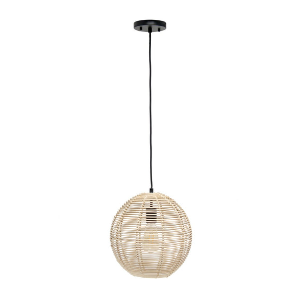 HomeRoots Natural Rattan Sphere Pendant Light - Bohemian Ceiling Fixture for Warm, Ambient Illumination 651686