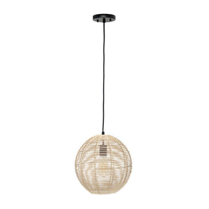 HomeRoots Natural Rattan Sphere Pendant Light - Bohemian Ceiling Fixture for Warm, Ambient Illumination 651686