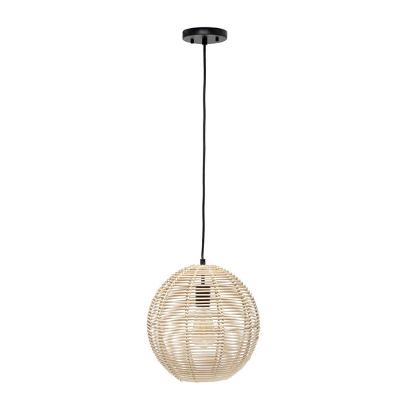 HomeRoots Natural Rattan Sphere Pendant Light - Bohemian Ceiling Fixture for Warm, Ambient Illumination 651686