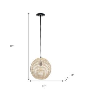 HomeRoots Natural Rattan Sphere Pendant Light - Bohemian Ceiling Fixture for Warm, Ambient Illumination 651686