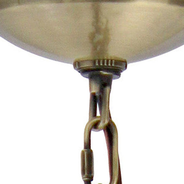 HomeRoots Antiqued Brass Three-Light Chandelier with Clear Shades - Elegant Iron Ceiling Fixture for Any Room 651689