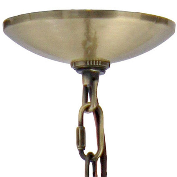 HomeRoots Antiqued Brass Three-Light Chandelier with Clear Shades - Elegant Iron Ceiling Fixture for Any Room 651689