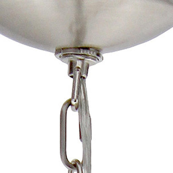 HomeRoots Nickel Three-Light Chandelier - Elegant Iron Ceiling Light with Clear Glass Shades for Any Room 651690