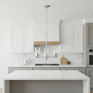 HomeRoots Silver Three-Light Chandelier with Clear Glass Shades - Elegant Iron Ceiling Light for Any Space 651691