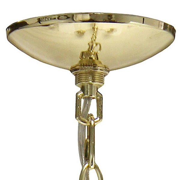 HomeRoots Gold Three-Light Chandelier: Elegant Iron Ceiling Fixture with Clear Glass Shades for Modern Spaces 651692