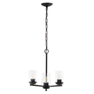 HomeRoots Bronze Three-Light Chandelier with Clear Glass Shades - Elegant Iron Ceiling Fixture for Any Room 651693