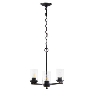 HomeRoots Bronze Three-Light Chandelier with Clear Glass Shades - Elegant Iron Ceiling Fixture for Any Room 651693
