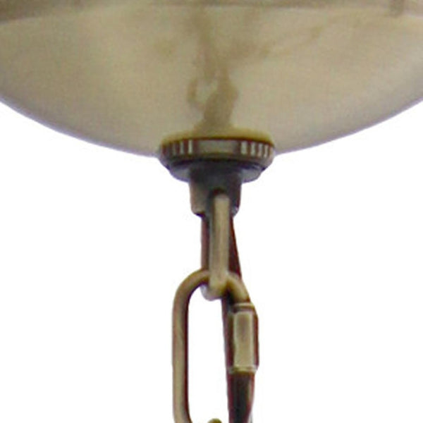 HomeRoots Antiqued Brass Five-Light Chandelier with Clear Shades – Timeless Iron Ceiling Light for Any Space 651695