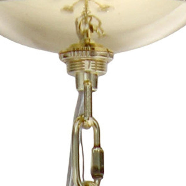 HomeRoots Gold Five-Light Chandelier – Elegant Iron Ceiling Fixture with Clear Glass Shades for Timeless Style 651698