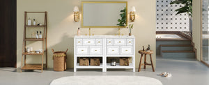 English Elm 60'' Elegant Bathroom Vanity Set With Ceramic Sink, Solid Wood Frame, Ample Storage & Modern Design N710SS00004K