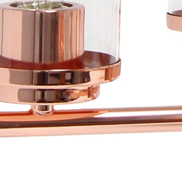 HomeRoots Rose Gold Chandelier - Elegant Five-Light Iron Ceiling Fixture with Clear Glass Shades for Home Decor 651700
