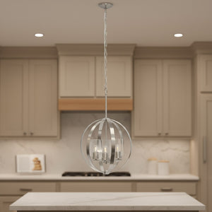 HomeRoots Nickel Three-Light Sphere Ceiling Fixture with Clear Glass Shades for Stylish Home Illumination 651702