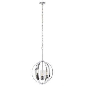 HomeRoots Silver Elegant Three-Light Ceiling Fixture with Clear Glass Shades – Adjustable Height for Any Space 651703