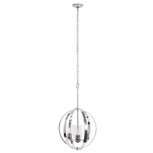 HomeRoots Silver Elegant Three-Light Ceiling Fixture with Clear Glass Shades – Adjustable Height for Any Space 651703