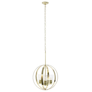 HomeRoots Gold Sphere Three-Light Ceiling Fixture with Clear Glass Shades - Modern Elegance for Any Room 651704