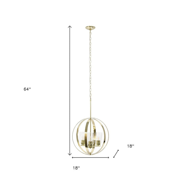 HomeRoots Gold Sphere Three-Light Ceiling Fixture with Clear Glass Shades - Modern Elegance for Any Room 651704