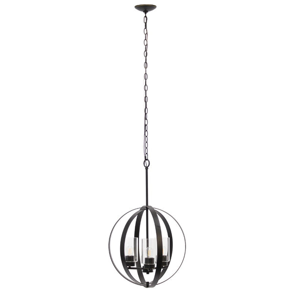 HomeRoots Bronze Three-Light Ceiling Fixture with Clear Glass Shades - Modern Elegance for Any Space 651705