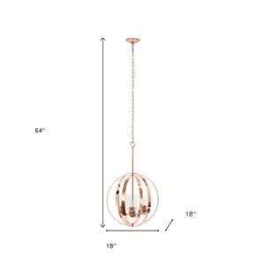 HomeRoots Rose Gold Sphere Three-Light Ceiling Fixture - Modern Iron Pendant with Clear Shades for Stylish Spaces 651706