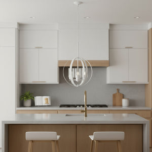 HomeRoots White Sphere Three-Light Ceiling Fixture - Elegant Iron Design with Clear Shades for Any Room 651707