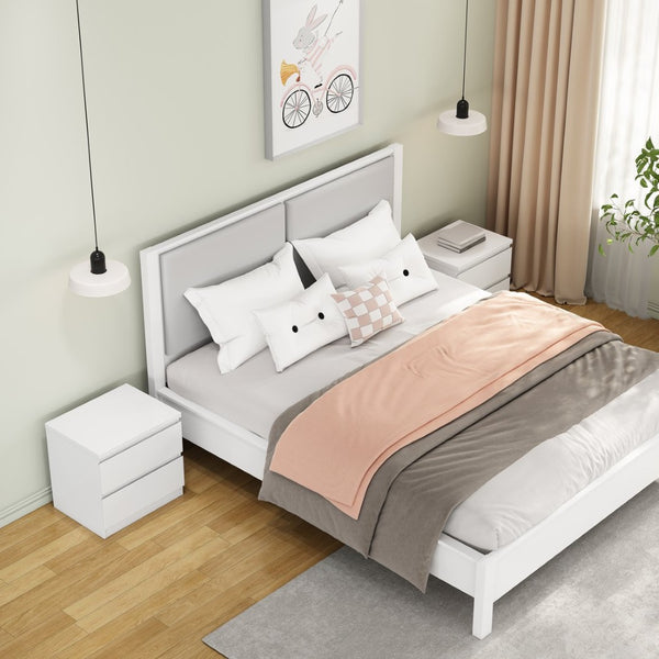English Elm 19.7-inch Matte Finish Nightstand with Touch Release Drawers for Minimalist Bedrooms White W3151P407885