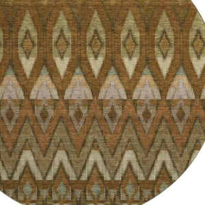 HomeRoots 8' Brown Sage and Beige Southwestern Round Rug - Washable, UV Protected, Pet-Friendly Design 651896