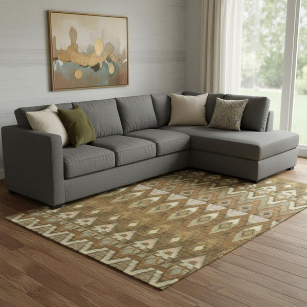 HomeRoots 9' X 12' Southwestern Area Rug with UV Protection – Durable, Washable, and Stylish for Any Space 651898
