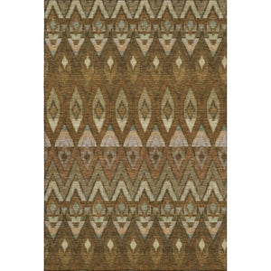 HomeRoots 10' X 14' Southwestern Washable Area Rug - Brown, Sage, Beige with UV Protection for Busy Homes 651899