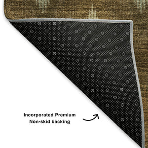 HomeRoots 10' X 14' Southwestern Washable Area Rug - Brown, Sage, Beige with UV Protection for Busy Homes 651899