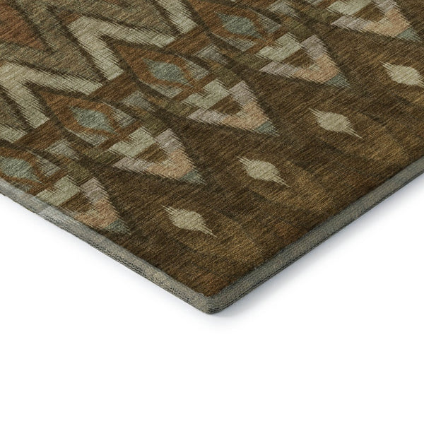 HomeRoots 10' X 14' Southwestern Washable Area Rug - Brown, Sage, Beige with UV Protection for Busy Homes 651899