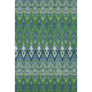 HomeRoots 8' Southwestern Washable Area Rug in Green, Blue, Ivory - Stain Resistant, UV Protected & Kid-Friendly! 651903