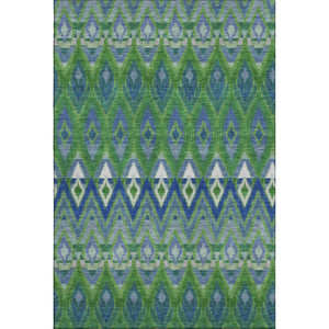 HomeRoots 10' Southwestern Washable Area Rug – Durable Polyester, UV Protected, Earthy Green & Blue Design 651905