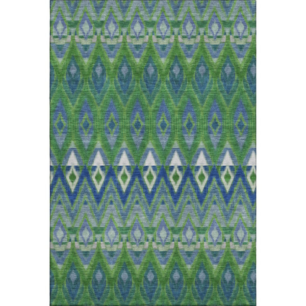 HomeRoots 10' Southwestern Washable Area Rug – Durable Polyester, UV Protected, Earthy Green & Blue Design 651905