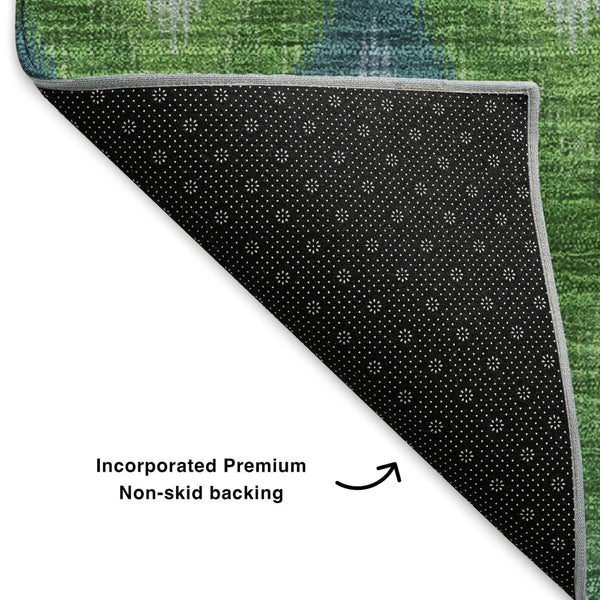 HomeRoots 10' Southwestern Washable Area Rug – Durable Polyester, UV Protected, Earthy Green & Blue Design 651905