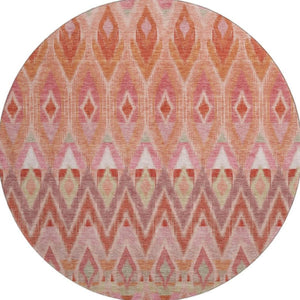 HomeRoots 8' Vibrant Southwestern Washable Round Rug - Pink, Orange & Mint Green with UV Protection & Durability 651908