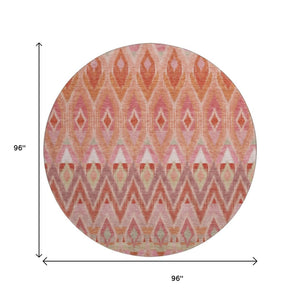 HomeRoots 8' Vibrant Southwestern Washable Round Rug - Pink, Orange & Mint Green with UV Protection & Durability 651908
