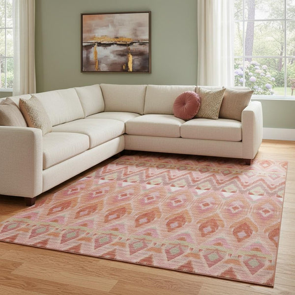 HomeRoots 8' X 10' Colorful Southwestern Washable Area Rug with UV Protection, Perfect for Busy Homes & Kids! 651909
