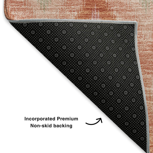 HomeRoots 9' Southwestern Washable Area Rug in Pink, Orange & Mint Green with UV Protection for Busy Homes 651910