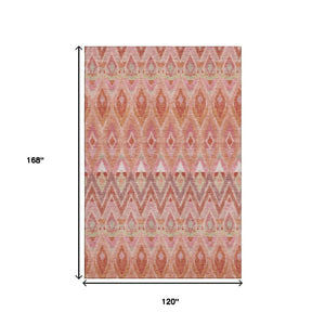 HomeRoots 10' Southwestern Washable Area Rug in Pink, Orange & Mint Green - UV Protected & Durable Design 651911