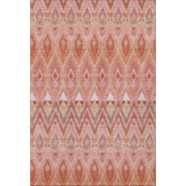 HomeRoots 10' Southwestern Washable Area Rug in Pink, Orange & Mint Green - UV Protected & Durable Design 651911