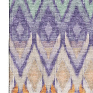 HomeRoots 5' X 8' Colorful Southwestern Area Rug in Purple, Mint Green & Beige - Washable & UV Protected! 651913