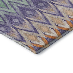 HomeRoots 8' Southwestern Washable Round Rug in Purple, Mint Green & Beige - UV Protected & Pet-Friendly! 651914