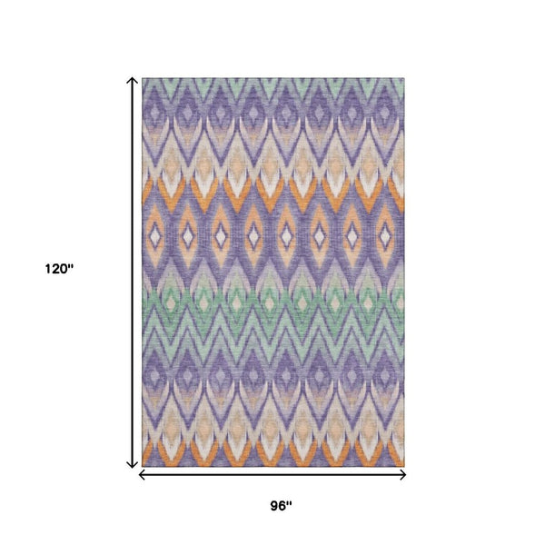 HomeRoots 8' X 10' Southwestern Washable Area Rug in Purple, Mint Green & Beige – Durable, UV Protected Style! 651915